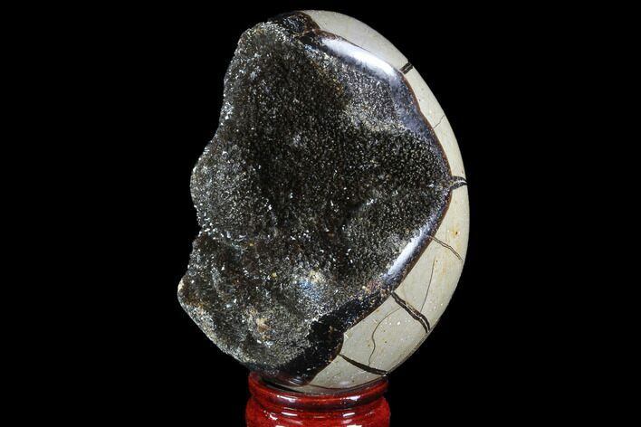 Septarian Dragon Egg Geode - Black Crystals #88501